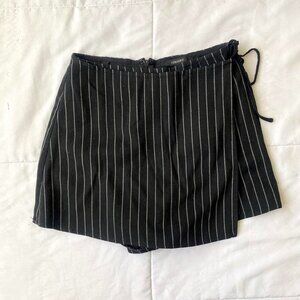 black and white pinstriped wrap skirt